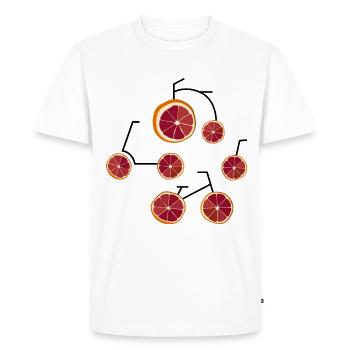 Oranges sanguines vélo humour cadeau - T-shirt Premium bio Homme - blanc - Devant - Nico (187cm)
