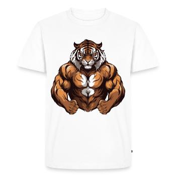 Tiger Muscles MMA Fighter Beast - Men's Premium Organic T-Shirt - white - Front - Nico (187cm)