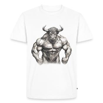 Taureau Muscles Musculation Force Forte Animal - T-shirt Premium bio Homme - blanc - Devant - Nico (187cm)
