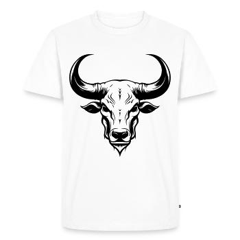Taureau Tête d’animal Squelette Taureau - T-shirt Premium bio Homme - blanc - Devant - Nico (187cm)