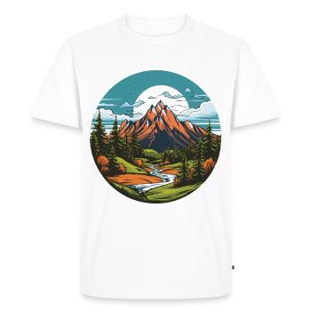 Mountains, Landscape, Circle - Men's Premium Organic T-Shirt - white - Front - Nico (187cm)