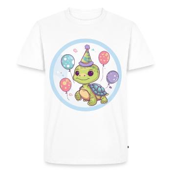 Tortue Anniversaire Bébé - T-shirt Premium bio Homme - blanc - Devant - Nico (187cm)