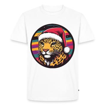 Léopard Weihnachten Noël - T-shirt Premium bio Homme - blanc - Devant - Nico (187cm)