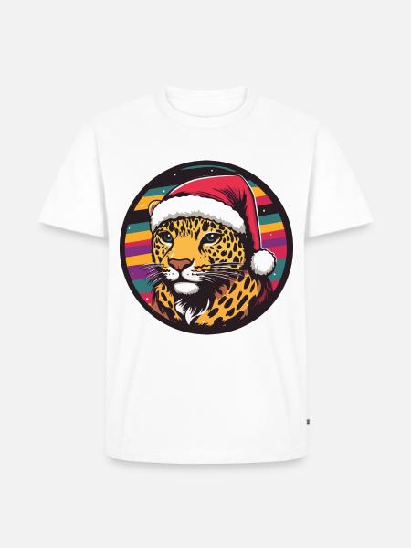 Leopard Weihnachten Christmas - Men's Premium Organic T-Shirt - white