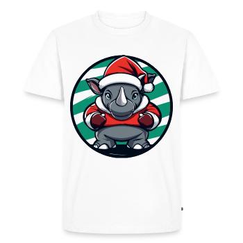 Rhinocéros Noël Animal - T-shirt Premium bio Homme - blanc - Devant - Nico (187cm)