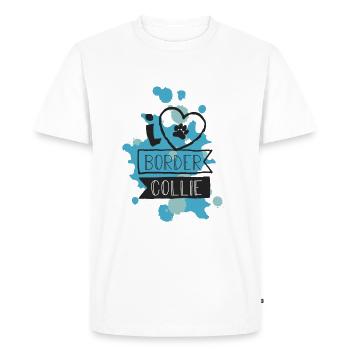 J'AIME BORDER COLLIE - BLEU - T-shirt Premium bio Homme - blanc - Devant - Nico (187cm)