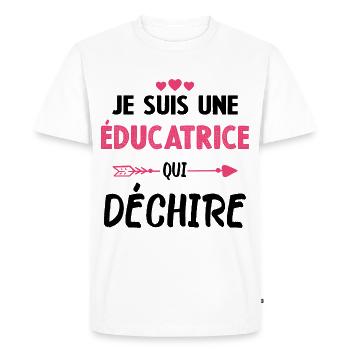Je Suis Une Éducatrice Qui Déchire - T-shirt Premium bio Homme - blanc - Devant - Nico (187cm)