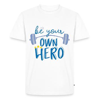 Funny Fitness Sport Saying - Votre propre héros - T-shirt Premium bio Homme - blanc - Devant - Nico (187cm)