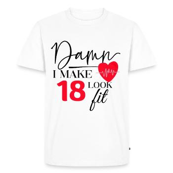 18 Anniversaire - Drôle de fitness Anniversaire Dire - T-shirt Premium bio Homme - blanc - Devant - Nico (187cm)