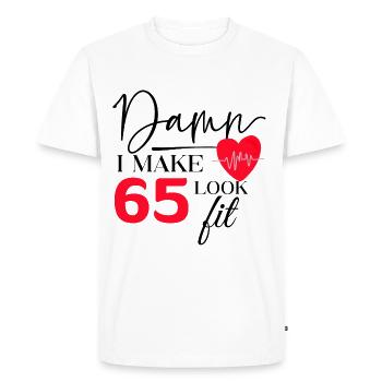 65 Anniversaire - Drôle de Fitness Anniversaire Dire - T-shirt Premium bio Homme - blanc - Devant - Nico (187cm)