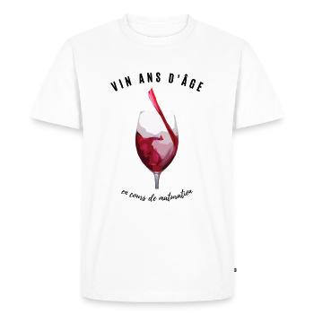 Vin ans d'âge en cours de maturation - T-shirt Premium bio Homme - blanc - Devant - Nico (187cm)