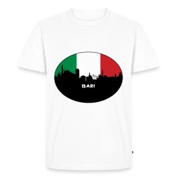 Bari Italy Flag Skyline Travel Souvenir - Men's Premium Organic T-Shirt - white - Front - Nico (187cm)