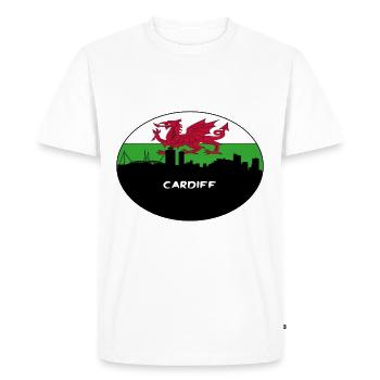 Cardiff Wales Flag Skyline Souvenir de voyage - T-shirt Premium bio Homme - blanc - Devant - Nico (187cm)