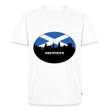 Aberdeen Scotland Flag Skyline Travel Souvenir - Men's Premium Organic T-Shirt - white - Front - Nico (187cm)