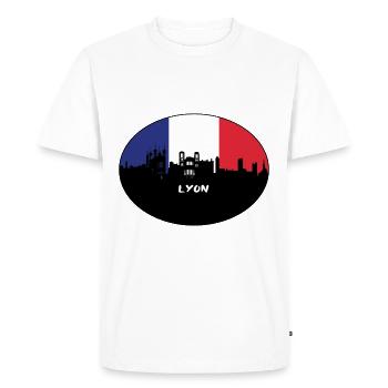 Lyon France Flag Skyline Souvenir de voyage - T-shirt Premium bio Homme - blanc - Devant - Nico (187cm)