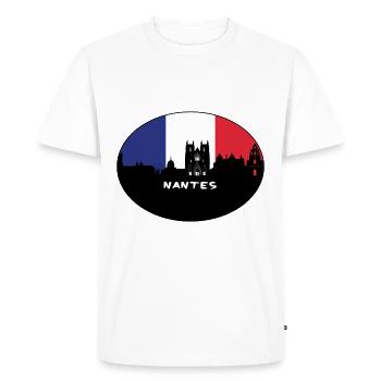Nantes France Flag Skyline Souvenir de voyage - T-shirt Premium bio Homme - blanc - Devant - Nico (187cm)