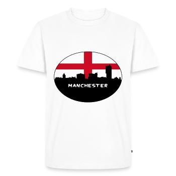 Manchester Angleterre Flag Skyline Souvenir de voyage - T-shirt Premium bio Homme - blanc - Devant - Nico (187cm)