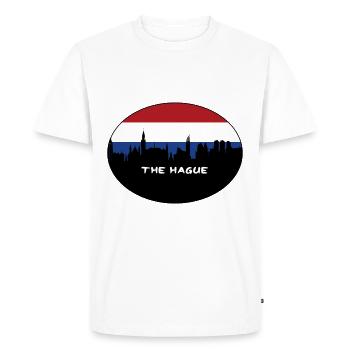 La Haye Pays-Bas Drapeau Skyline Silhouette Trav - T-shirt Premium bio Homme - blanc - Devant - Nico (187cm)