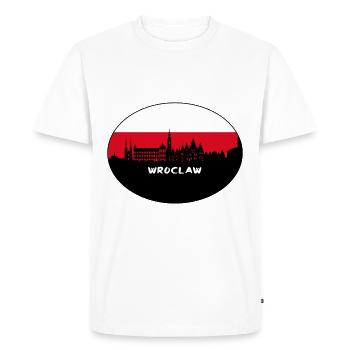 Wroclaw Poland Flag Skyline Silhouette Travel - Men's Premium Organic T-Shirt - white - Front - Nico (187cm)