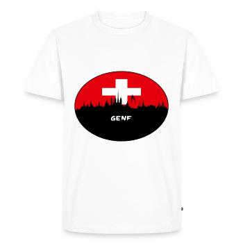 Genf Suisse Drapeau Skyline Silhouette Travel - T-shirt Premium bio Homme - blanc - Devant - Nico (187cm)