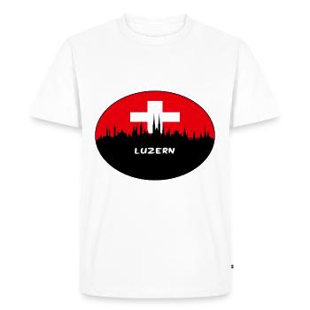 Lucerne Suisse Flag Skyline Silhouette Voyage - T-shirt Premium bio Homme - blanc - Devant - Nico (187cm)