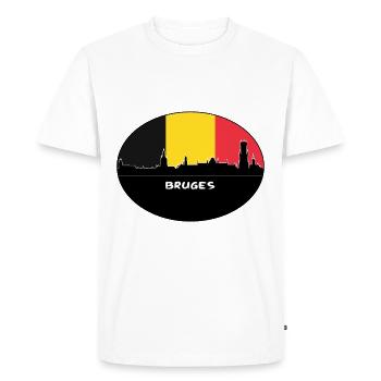 Bruges Belgique Flag Skyline Silhouette Voyage - T-shirt Premium bio Homme - blanc - Devant - Nico (187cm)