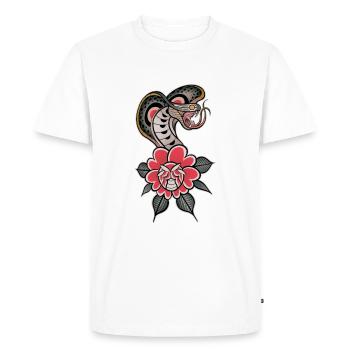 Old-school traditional snake colorful tattoo style - Men's Premium Organic T-Shirt - white - Front - Nico (187cm)