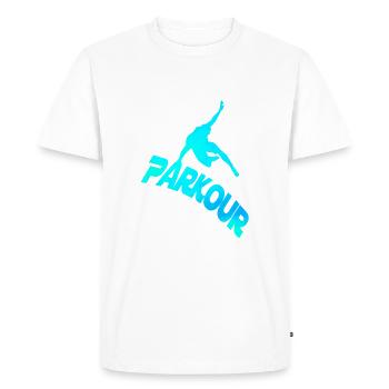Parkour addict logo - T-shirt Premium bio Homme - blanc - Devant - Nico (187cm)