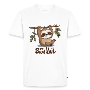 Slow Life - Men's Premium Organic T-Shirt - white - Front - Nico (187cm)