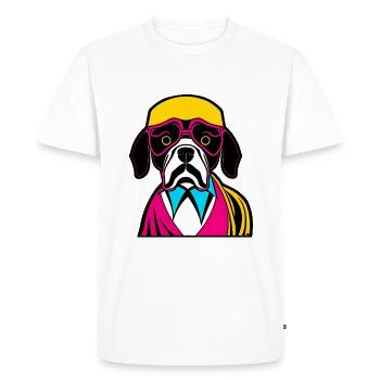 Chien heureux. Chiens heureux. Boxeur - T-shirt Premium bio Homme - blanc - Devant - Nico (187cm)