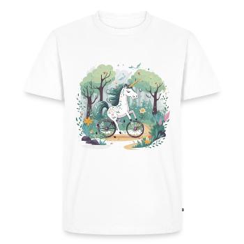 Unicorn on a Bike - Men's Premium Organic T-Shirt - white - Front - Nico (187cm)