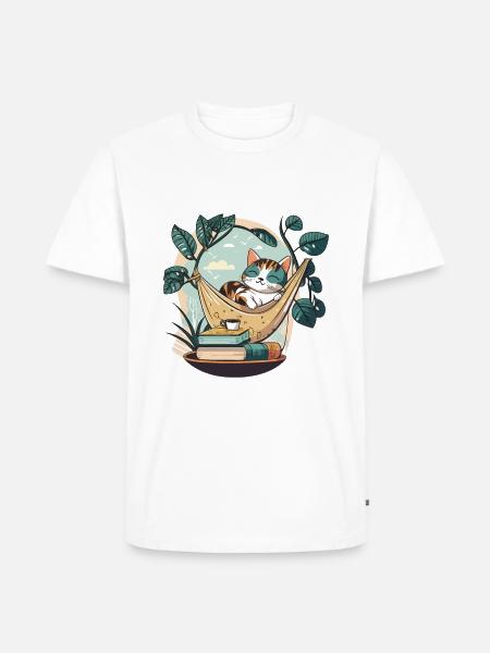 Cat Book Lover - Men's Premium Organic T-Shirt - white