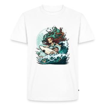 Sirène de surf - T-shirt Premium bio Homme - blanc - Devant - Nico (187cm)