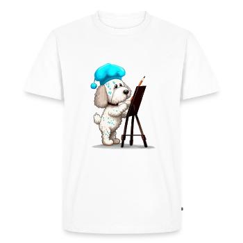 Chien arty - T-shirt Premium bio Homme - blanc - Devant - Nico (187cm)