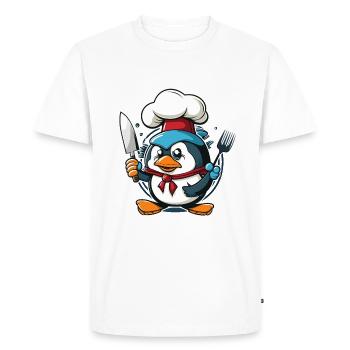 Cooking Penguin - Men's Premium Organic T-Shirt - white - Front - Nico (187cm)