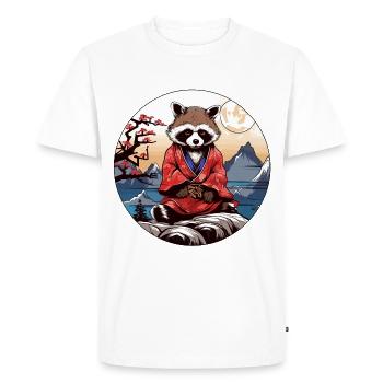 Japan Tanuki / Raton laveur dans le style anime - T-shirt Premium bio Homme - blanc - Devant - Nico (187cm)