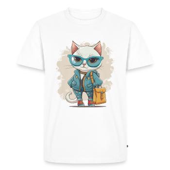 Feline Fashion - Men's Premium Organic T-Shirt - white - Front - Nico (187cm)