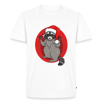 Raton laveur avec bonnet de Père Noël - T-shirt Premium bio Homme - blanc - Devant - Nico (187cm)