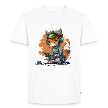 Cat Gaming Headquarters - Men's Premium Organic T-Shirt - white - Front - Nico (187cm)