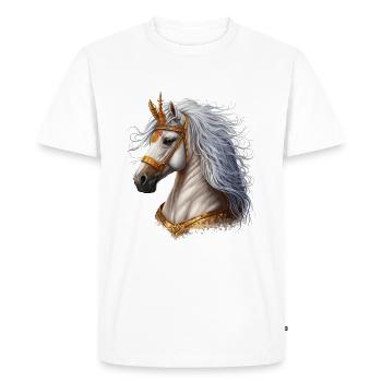 Royal Steed - Men's Premium Organic T-Shirt - white - Front - Nico (187cm)