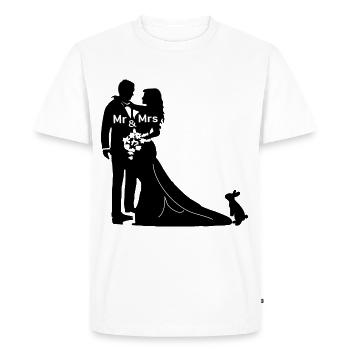 Jeunes mariés avec lapin - T-shirt Premium bio Homme - blanc - Devant - Nico (187cm)