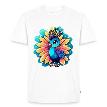 Dessin d’oiseau paon - T-shirt Premium bio Homme - blanc - Devant - Nico (187cm)