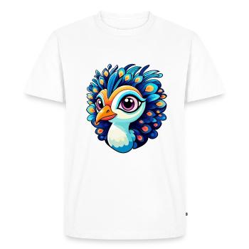 Dessin d’oiseau paon - T-shirt Premium bio Homme - blanc - Devant - Nico (187cm)