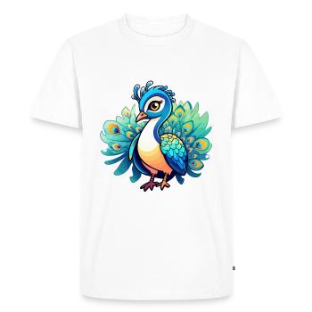 Dessin d’oiseau paon - T-shirt Premium bio Homme - blanc - Devant - Nico (187cm)