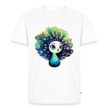 Dessin d’oiseau paon - T-shirt Premium bio Homme - blanc - Devant - Nico (187cm)