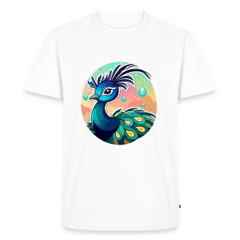Dessin d’oiseau paon - T-shirt Premium bio Homme - blanc - Devant - Nico (187cm)