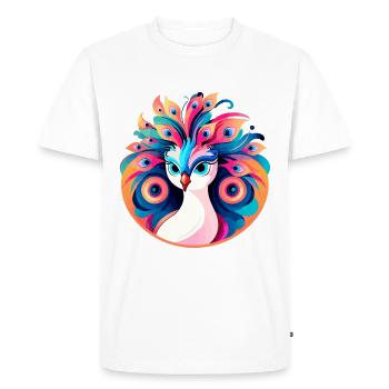Dessin d’oiseau paon - T-shirt Premium bio Homme - blanc - Devant - Nico (187cm)