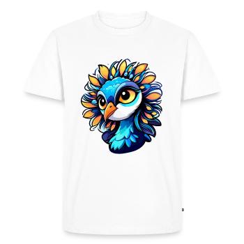 Dessin d’oiseau paon - T-shirt Premium bio Homme - blanc - Devant - Nico (187cm)