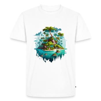 L’explorateur de l’île - T-shirt Premium bio Homme - blanc - Devant - Nico (187cm)