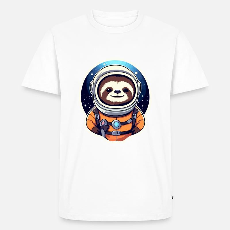 Faultier Astronaut Illustration - Männer Premium Bio T-Shirt - Weiß